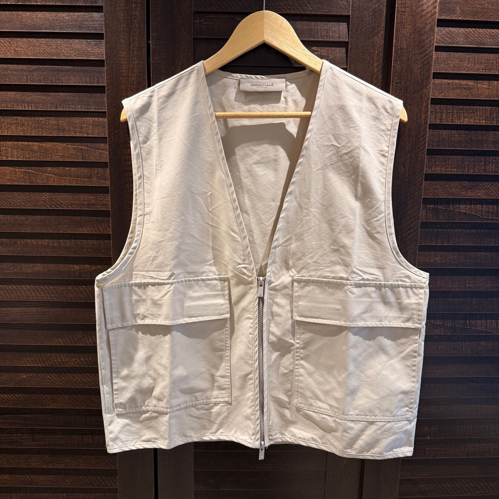 Essentials Fear of God Light Gray Zip Up Vest